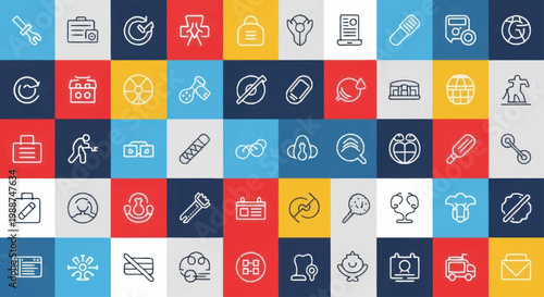 Collection of medical and science icons in a grid pattern.