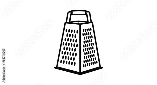 A black and white illustration of a box grater simple design silhouette