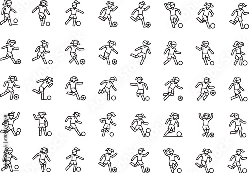 Modern Scorer Girl Icon Pack – Female Scorekeeper, Sports Stats & Scoreboard Vector Icons for UI