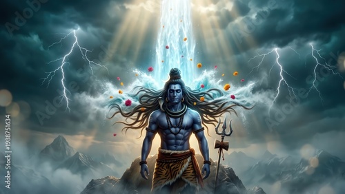 Shiva Receives Ganga – Descent of River Goddess