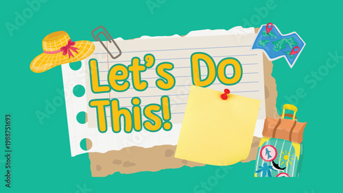 cyan yellow white, scrapbook style, summer trip plan, travel itinerary, playful infographic, summer vacation, cute design, travel planner, holiday plan, scrapbook background, aesthetic template, creat