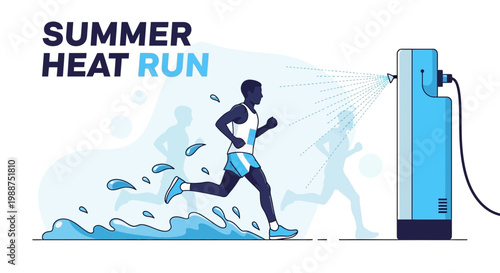 Summer Heat Run: An Energetic Athlete Refreshing While Training in Hot Weather Conditions