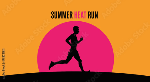 Summer Heat Run: An Energetic Silhouette Demonstrating Sport, Fitness, and Summer Activity