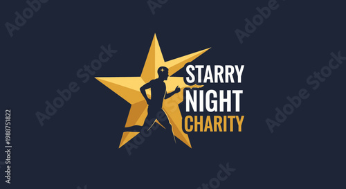 Starry Night Charity Logo Depicting A Silhouette Runner And A Large Golden Star Design