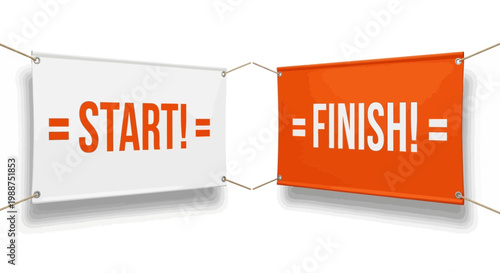 Start and Finish Concept Illustrated with Banners, Beginning and End, Goal Achievement