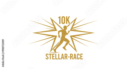 Stellar Race Logo Featuring a Runner and Starburst Design for a 10K Running Event