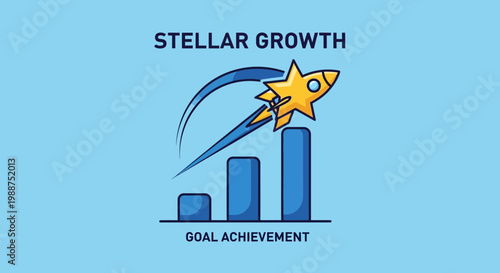 Stellar Growth Rocket Launch Reaching Goals with Success and Achieving Financial Progress