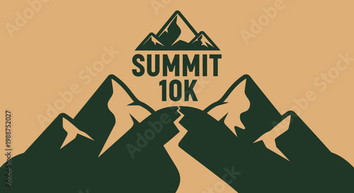Summit 10K Logo Depicting Challenging Mountain Scenery On A Golden Background