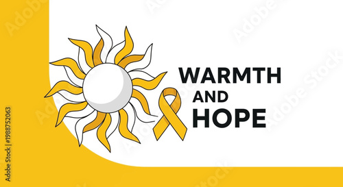 Sun Symbol with Yellow Ribbon Expresses Warmth and Hope for Better Days Ahead