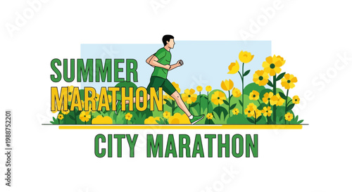 Summer City Marathon Vibrant Race Amidst Blooming Yellow Flowers