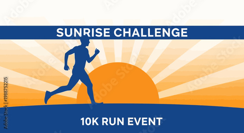 Sunrise Challenge Poster Design Depicting a Runner And A Beautiful Dawn With Event Banner