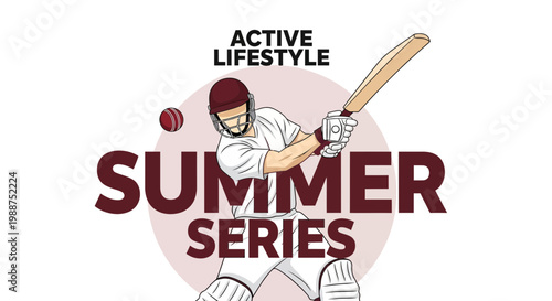 Summer Cricket Series: Active Lifestyle Depicting a Person Playing a Sport During Summer