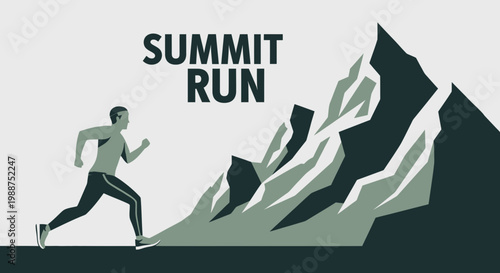 Summit Run Illustration Showcasing Endurance, Athleticism, And Aspirational Mountain Journey