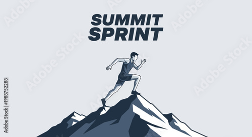 Summit Sprint: A Dynamic Illustration of Athletic Achievement and Mountain Ascent