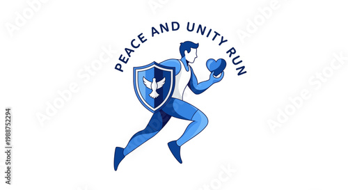 Striving for Peace and Unity: A Running Icon Illustrating Harmony And Collective Resolve