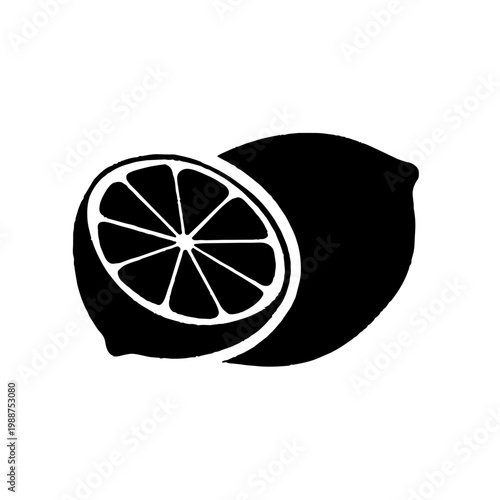 A fresh and juicy lemon and lime citrus illustration featuring a yellow slice of lemon and a half-cut ripe fruit symbol rich in healthy vitamins for a sweet summer juice