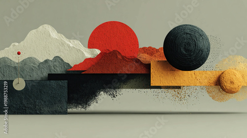 Value system evolution - Abstract interrelated forms, conceptual change of norms, visual dynamic energy, layered composition, minimalistic design, expressive symbolic ethical progression.