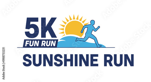 Sunshine Run: A Vibrant and Energetic Logo for a 5K Fun Run Event Celebration