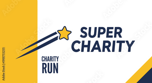 Super Charity Run Event Logo Emblem With a Star and Dynamic Design Concept