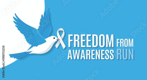 Symbol of Freedom and Awareness: A Dove Carrying Ribbon, Promoting Run Events