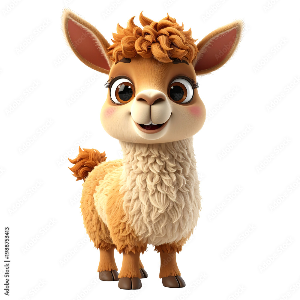 Fototapeta premium Lama souriant, personnage en 3d