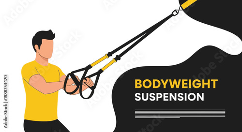 Suspension Training Exercise Demonstration Vector Illustration for Fitness and Body Conditioning