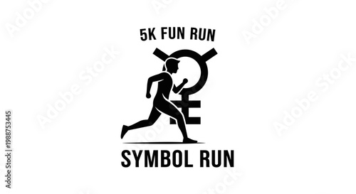 Symbolic 5K Fun Run Logo: A Modern Design for Fitness and Wellness Initiatives