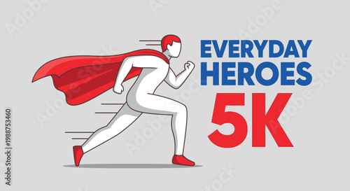 Superhero Runner Concept For a 5K Race, Fundraising Event, or Charity Drive.