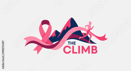 Symbolic Breast Cancer Awareness Climb Ribbon Runner Event Graphic