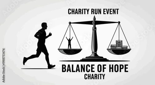 Symbolic Illustration Of A Charity Run Balancing Hope And Funds