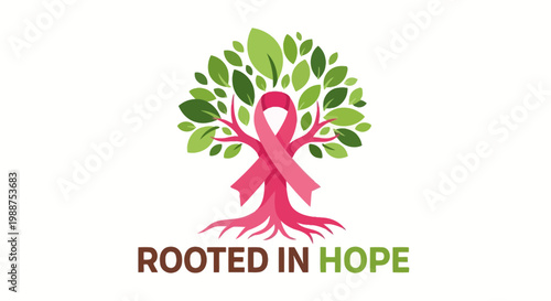 Symbolic Illustration Of Breast Cancer Awareness, Hopeful Message And Nature