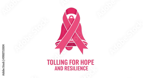 Symbolic Pink Bell With A Ribbon Design For Breast Cancer Awareness And Support