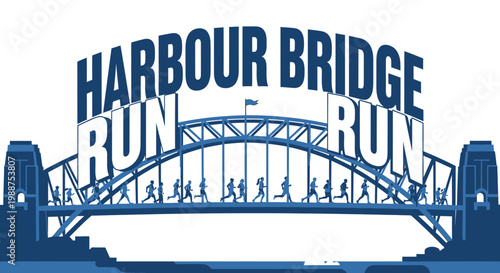 Sydney Harbour Bridge Run Event Depiction of Runners Across Iconic Landmark in Silhouette