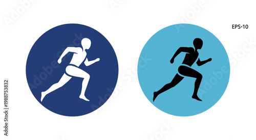 Symbolic Representation of Athlete Running or Jogging in Vector Style Illustration Design