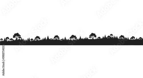 A dark tree line against a faded mountain range a striking silhouette