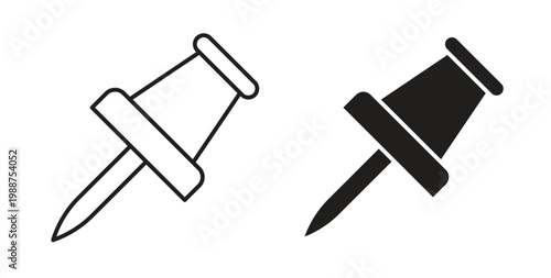 Thumbtack icon on white background. icon set