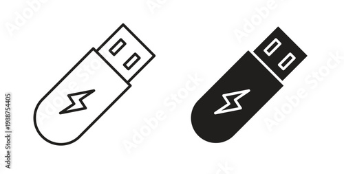 Usb icon on white background. icon set
