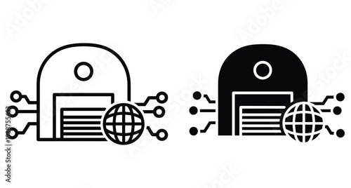 smart warehouse icon set representing global logistics automated storage facility digital supply chain management technology and industrial internet of things