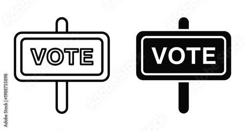 vote sign icon set with outline and solid versions for election day political campaign democracy voting rights and civic duty