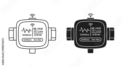 Smartwatch, fitness tracker, wearable device, icon set, vector graphics