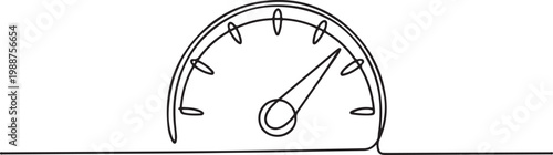 Continuous one line drawing of a speedometer. Minimalist dashboard or performance symbol.one line drawing vector illustration