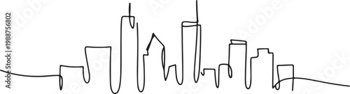City skyline continuous one line drawing. Building symbol.one line drawing vector illustration