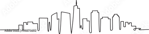 City skyline continuous one line drawing. Building symbol.one line drawing vector illustration