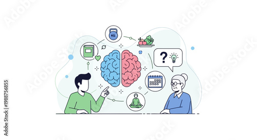Brain health concept: cognitive function, mental wellness, and lifestyle choices