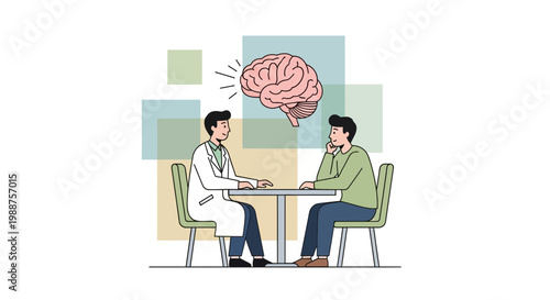 Doctor consulting patient about brain health, mental health, psychology, therapy session