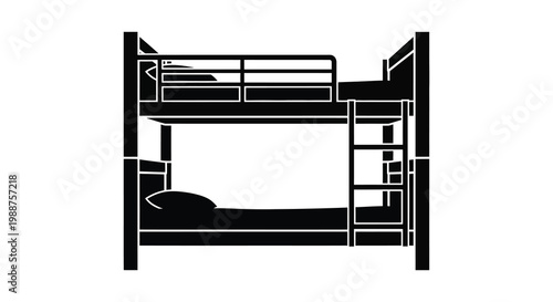 Black silhouette of a two story bunk bed simple design modern furniture silhouette