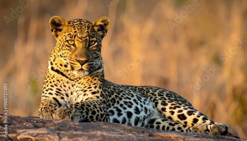 Wild Sri Lankan Leopard Resting on Rock, 
Yala National Park, Sri Lanka
