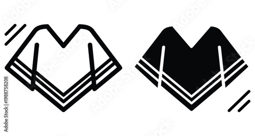 Traditional Mexican poncho icon set featuring outline and solid silhouette styles for cultural apparel fashion design and travel graphics