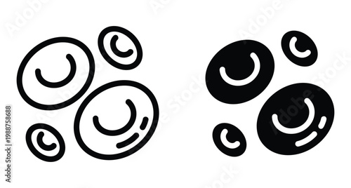 red blood cell icons in outline and solid styles for medical biology science healthcare anatomy hematology erythrocyte design projects
