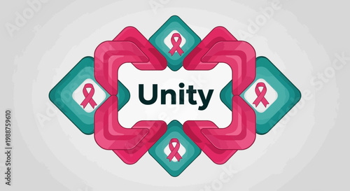 Symbolic Representation of Harmony and Solidarity with Unity and Ribbon Emblems